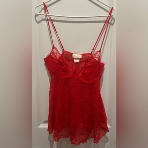 Vintage Red Lace Lingerie Slip Dress